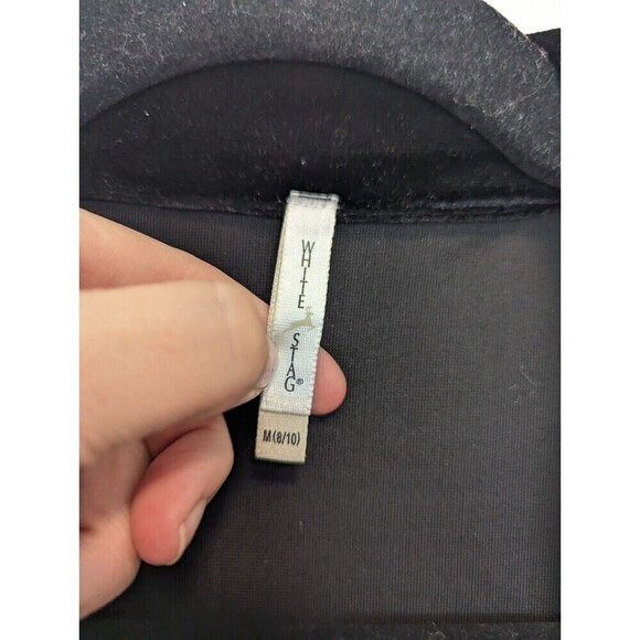 White Stag Jacket Set Womens Medium Black Velvet Lace Satin - Picture 8 of 12